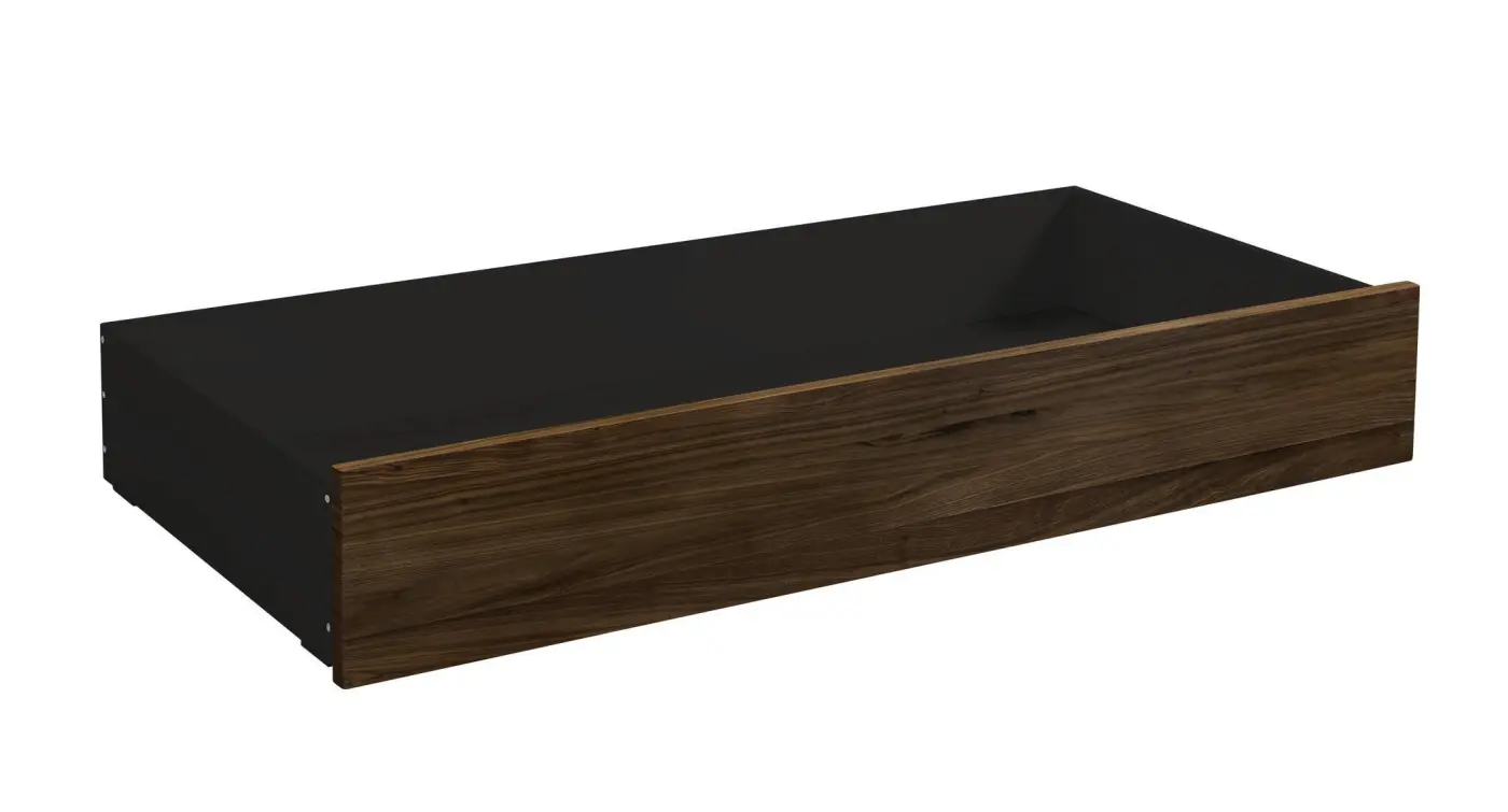 Hasena Bettschublade/Bettkasten rollbar ROLL-BOX - 137 cm Fuss: 25 - Schublade: Anthracit / Front: Nussbaum, geölt