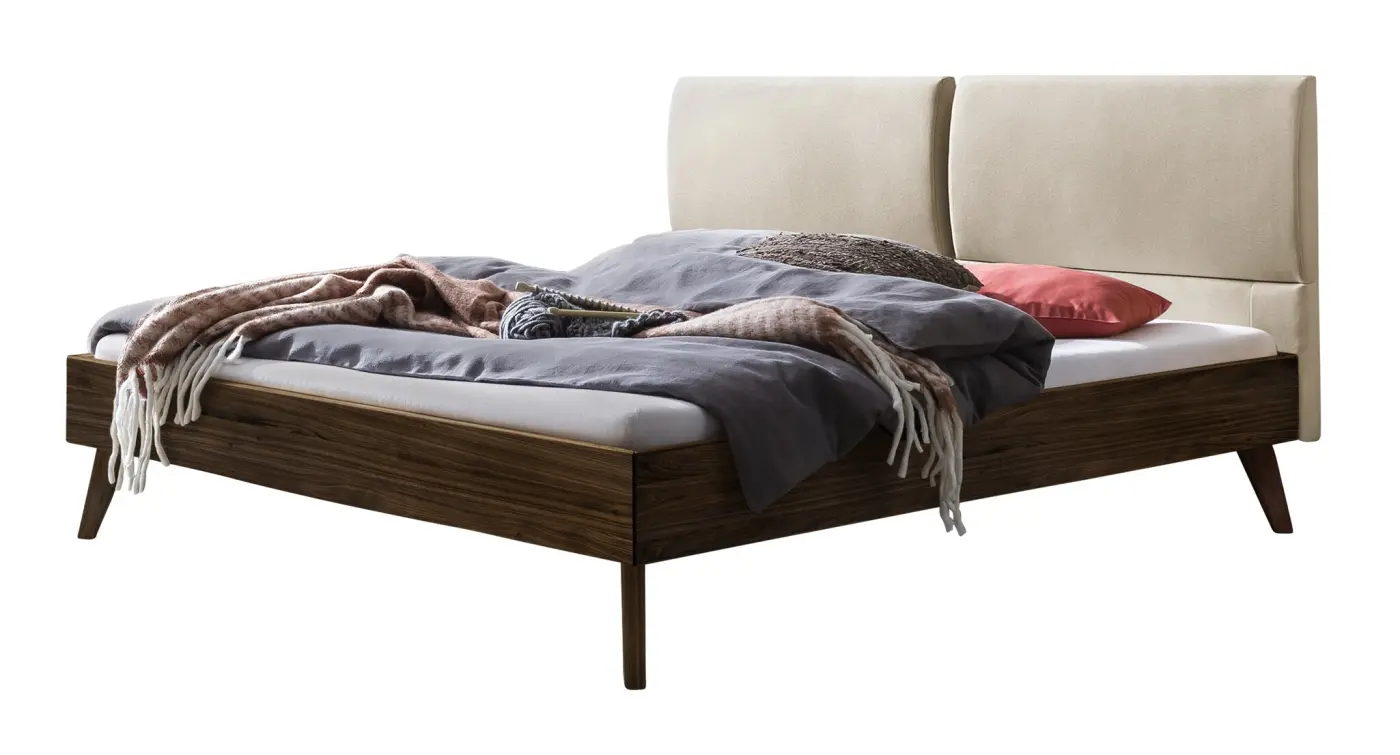 Hasena Massivholzbett MATTEO - 140x200 cm Fuss: 25 - Nussbaum, geölt