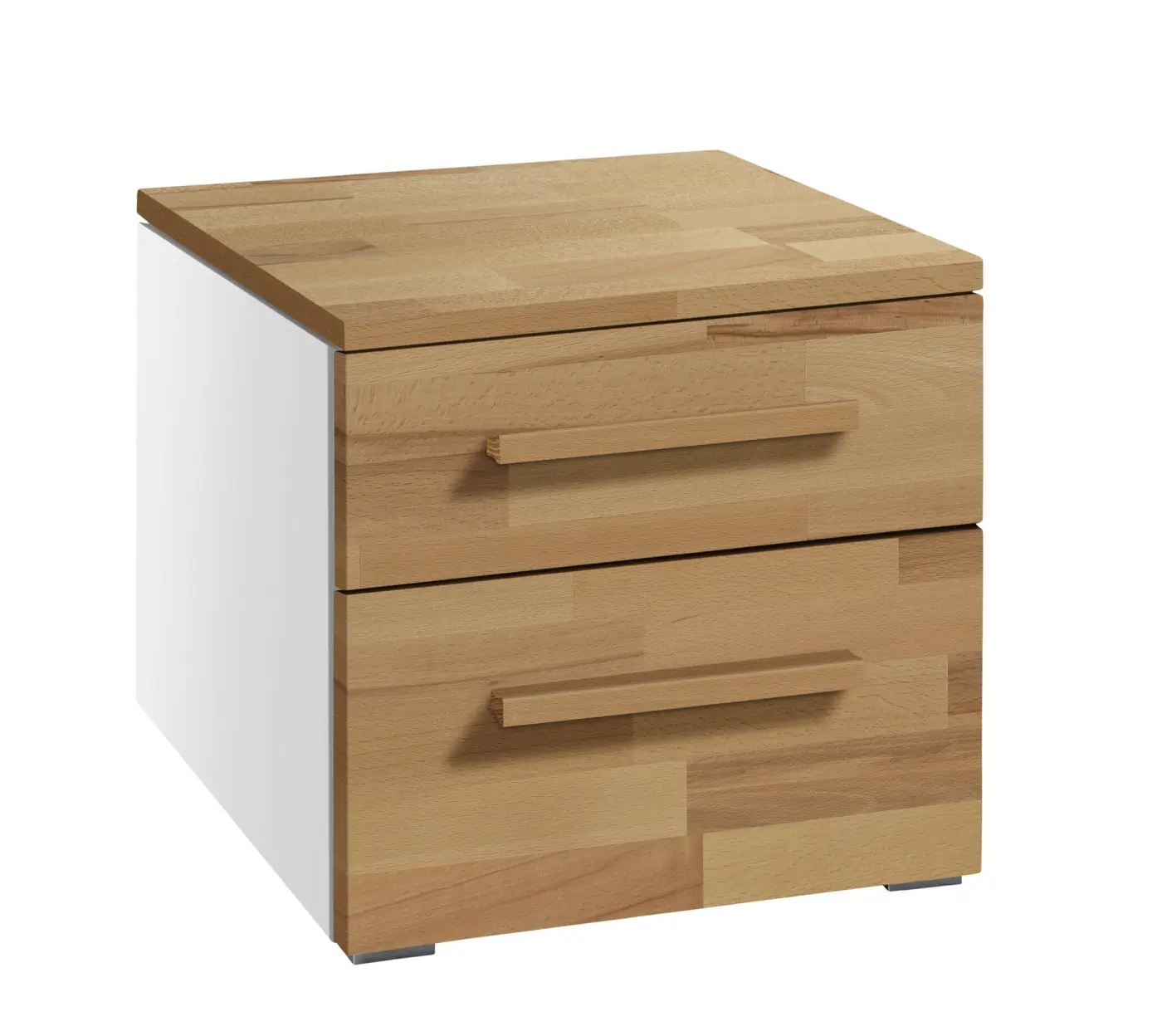 Hasena Nachttisch TWIA - 45 cm -  Weiss / Kernbuche natur, geölt