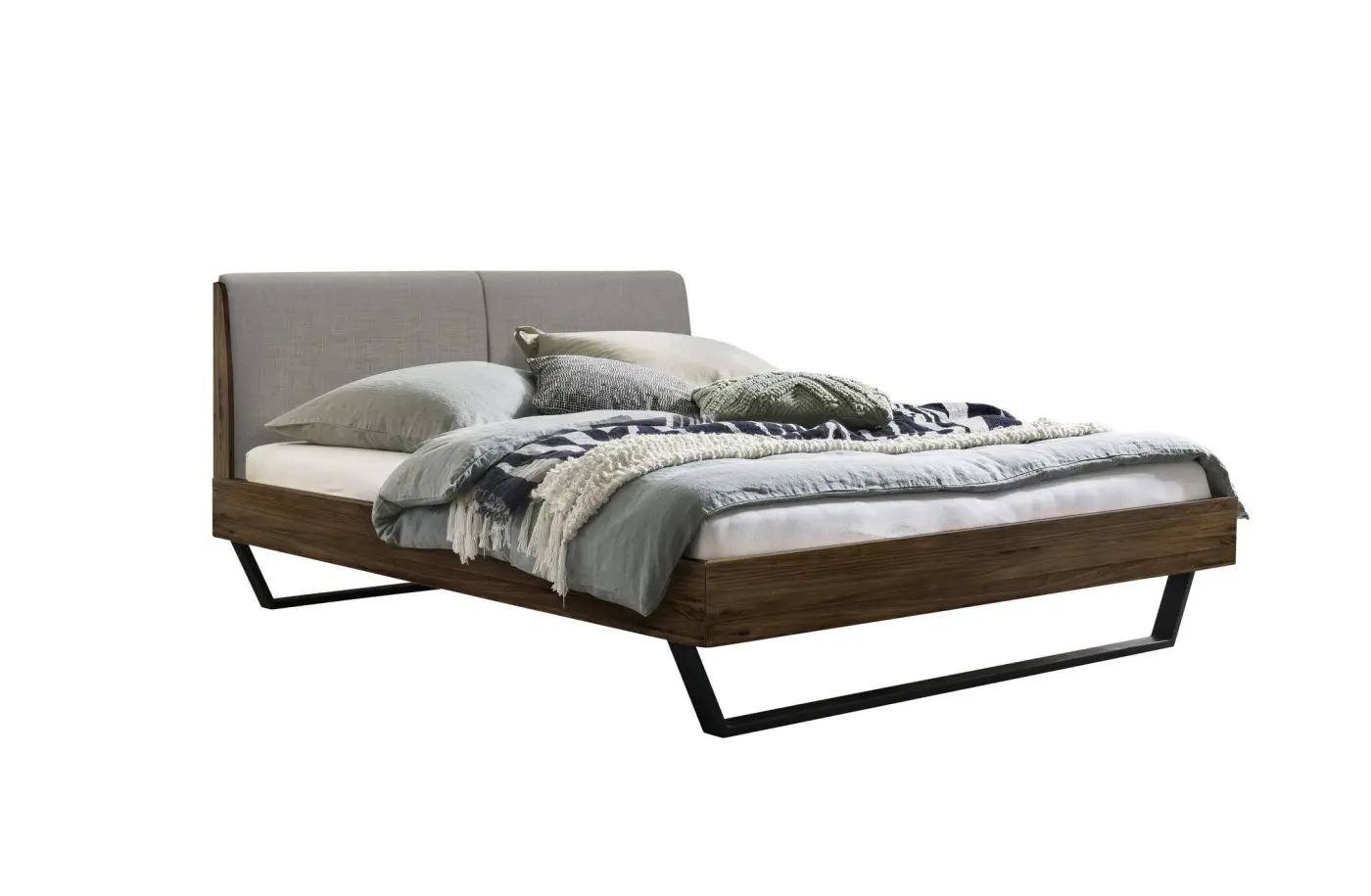 Hasena Massivholzbett PIETRO - 160x200 cm Fuss: 20 - Nussbaum, geölt