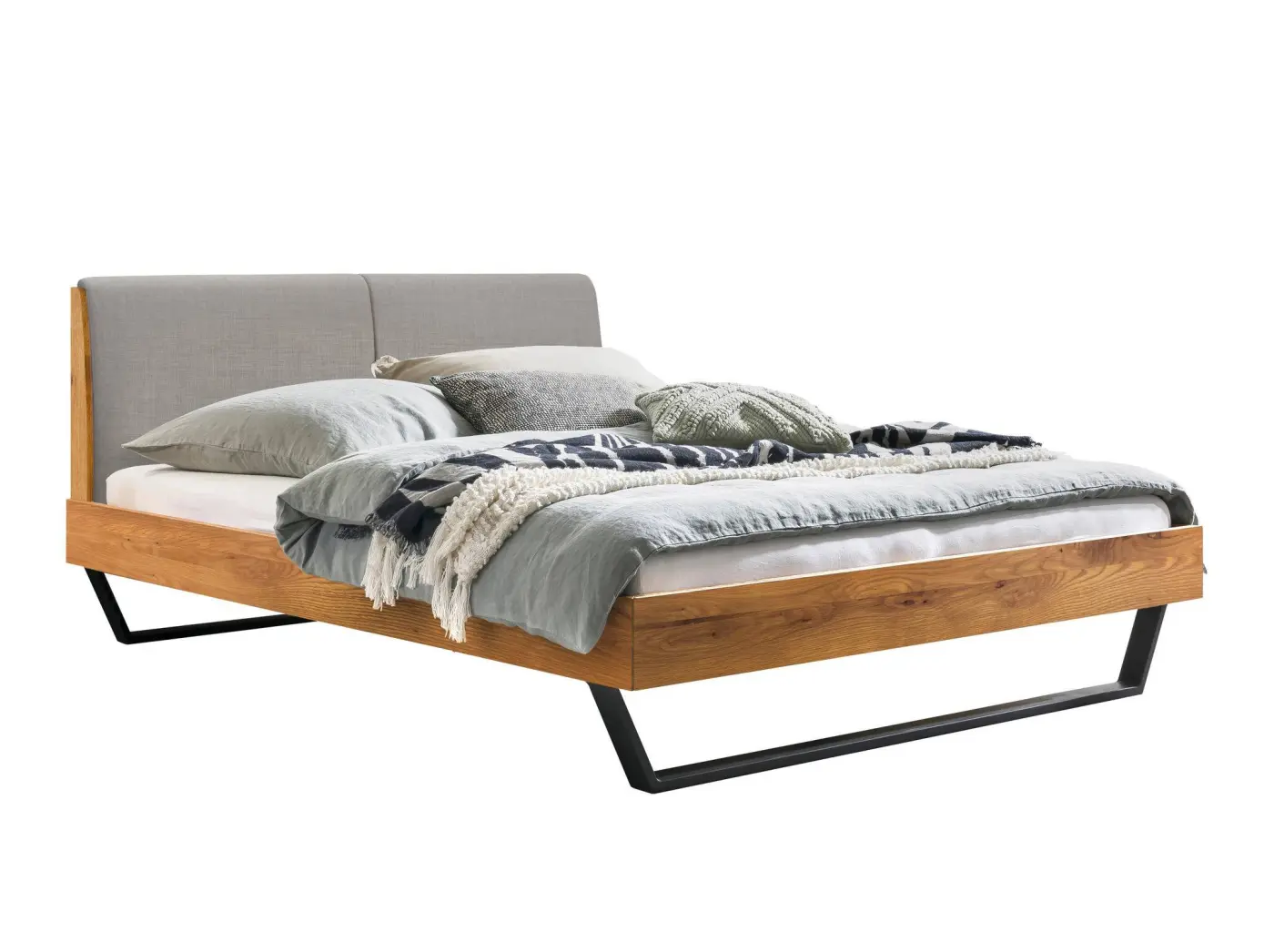 Hasena Massivholzbett PIETRO - 160x200 cm Fuss: 20 - Wildeiche natur, geölt