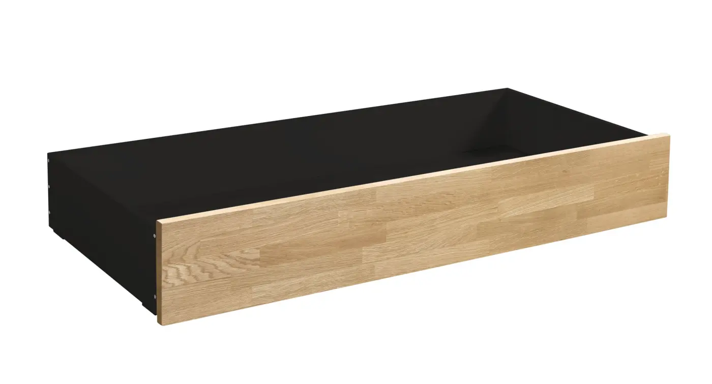 Hasena Bettschublade/Bettkasten rollbar ROLL-BOX - 137 cm Fuss: 25 - Schublade: Anthracit / Front: Eiche bianco, geölt