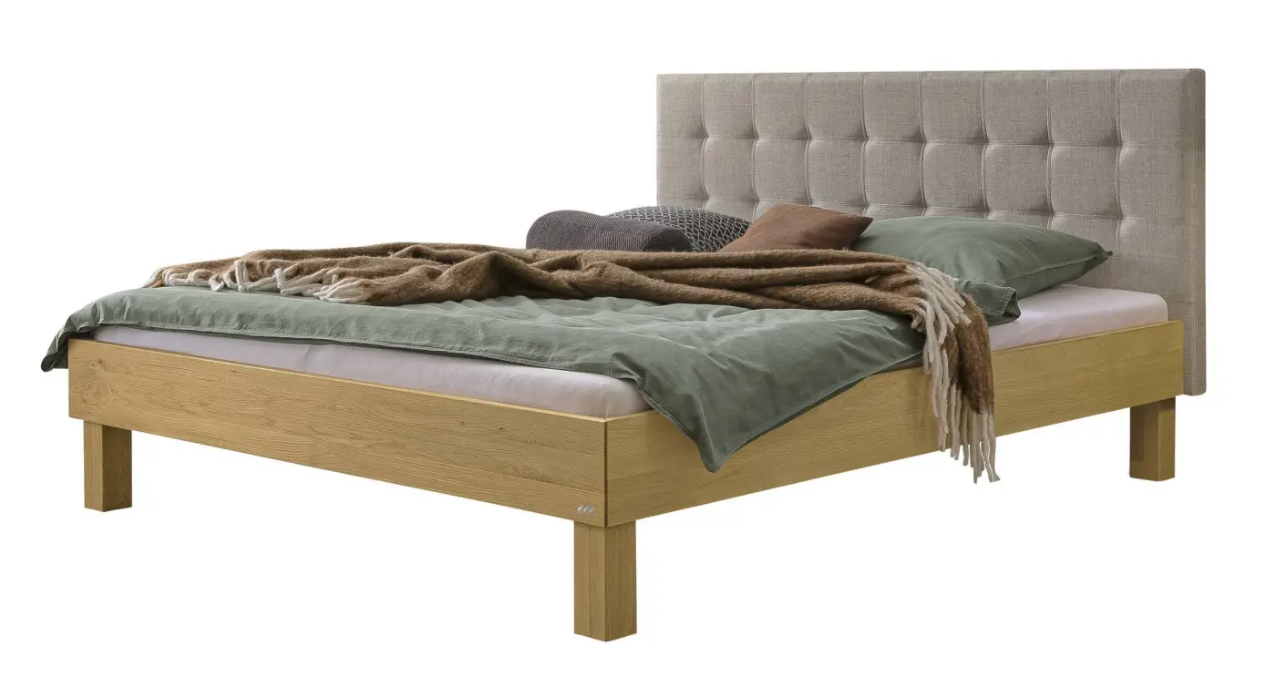Hasena Massivholzbett RICARDO - 160x200 cm Fuss: 20 - Eiche bright, geölt