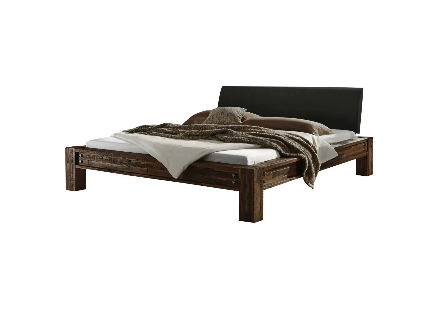 Hasena Massivholzbett SAN FELIPE - 140x200 cm Fuss: 20 - Akazie Vintage brown, lackiert