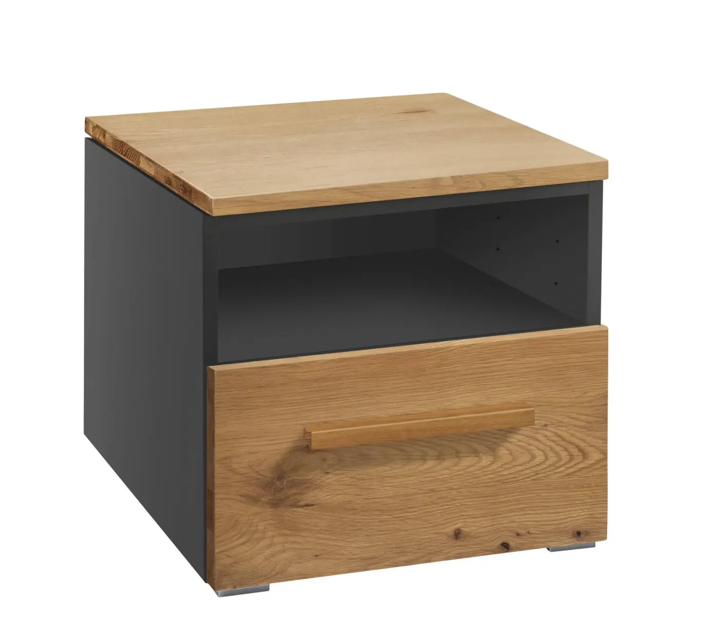 Hasena Nachttisch ONIA - 45 cm -  Anthracit / Wildeiche natur, geölt