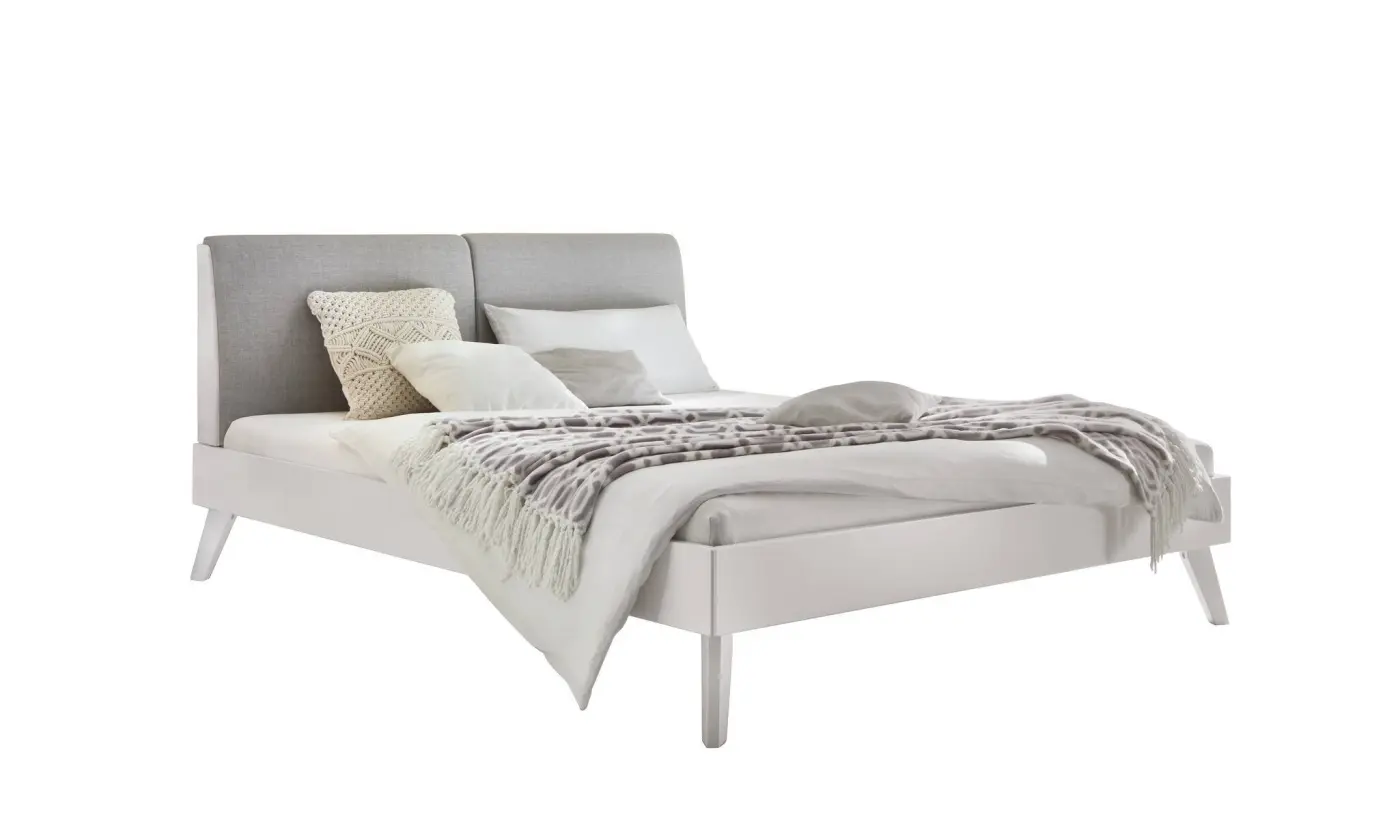 Hasena Massivholzbett SIMONE - 160x200 cm Fuss: 25 - Buche weiss deckend, lackiert