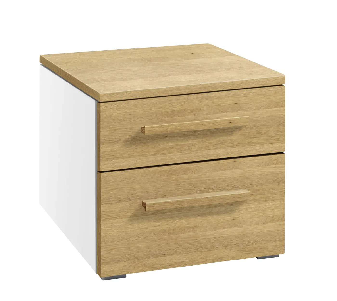 Hasena Nachttisch TWIA - 45 cm -  Weiss / Eiche bright, geölt