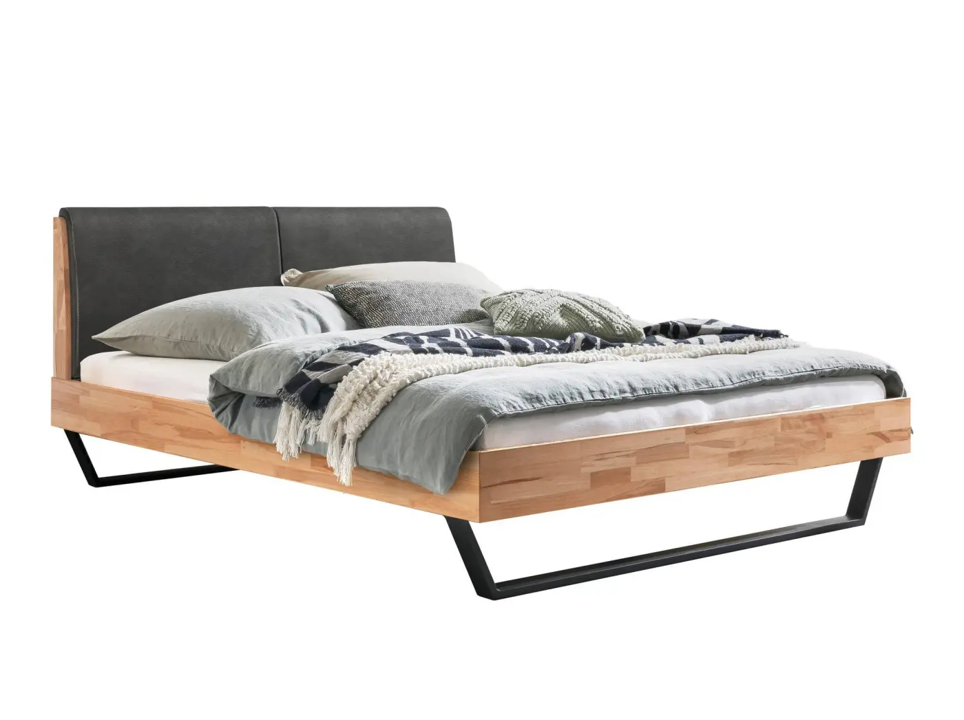 Hasena Massivholzbett PIETRO - 160x200 cm Fuss: 25 - Kernbuche natur, geölt