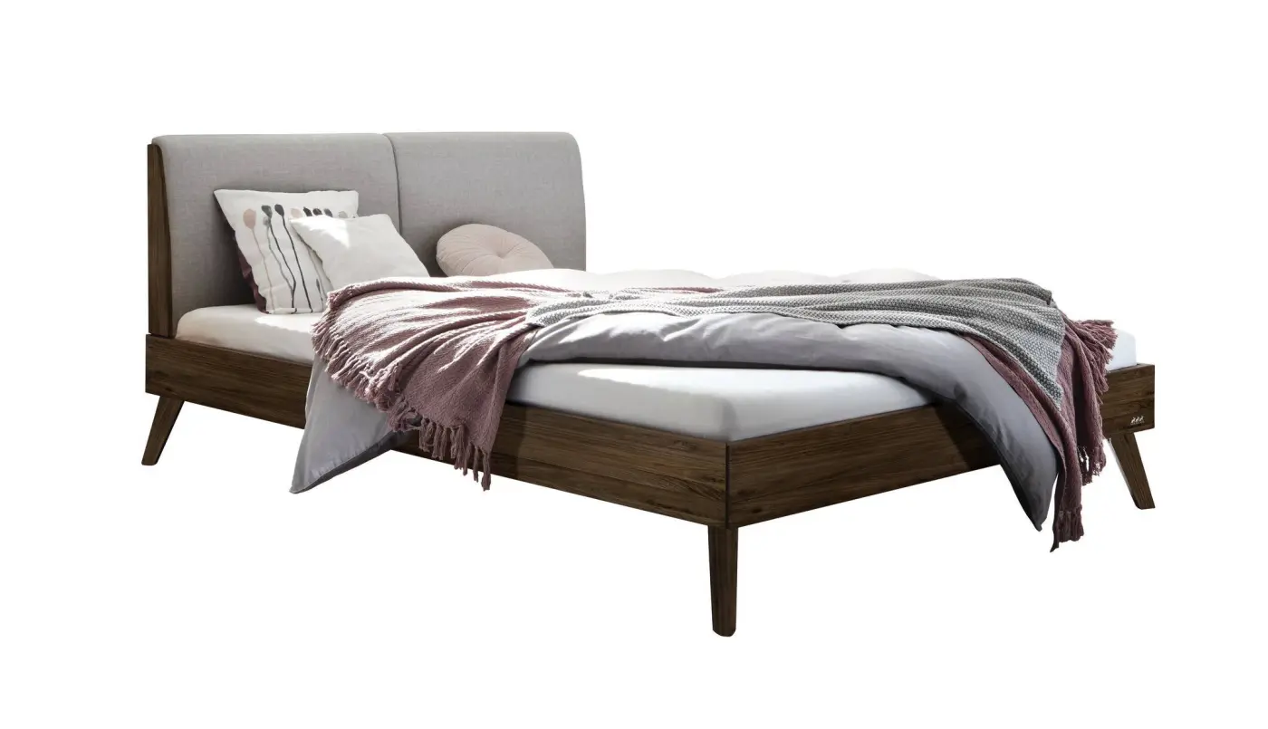 Hasena Massivholzbett SIMONE - 160x200 cm Fuss: 25 - Nussbaum, geölt