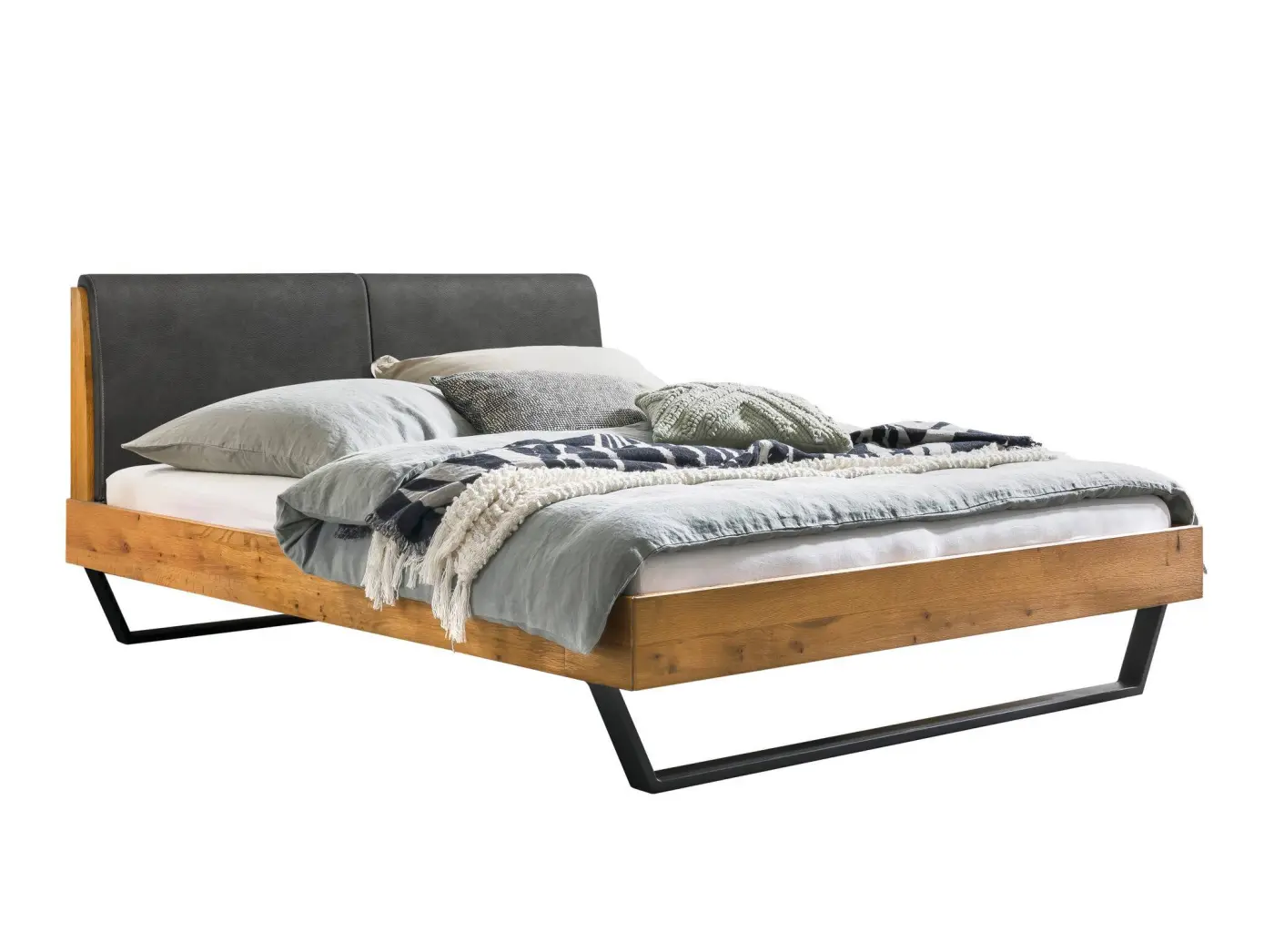 Hasena Massivholzbett PIETRO - 160x200 cm Fuss: 25 - Wildeiche natur, geölt