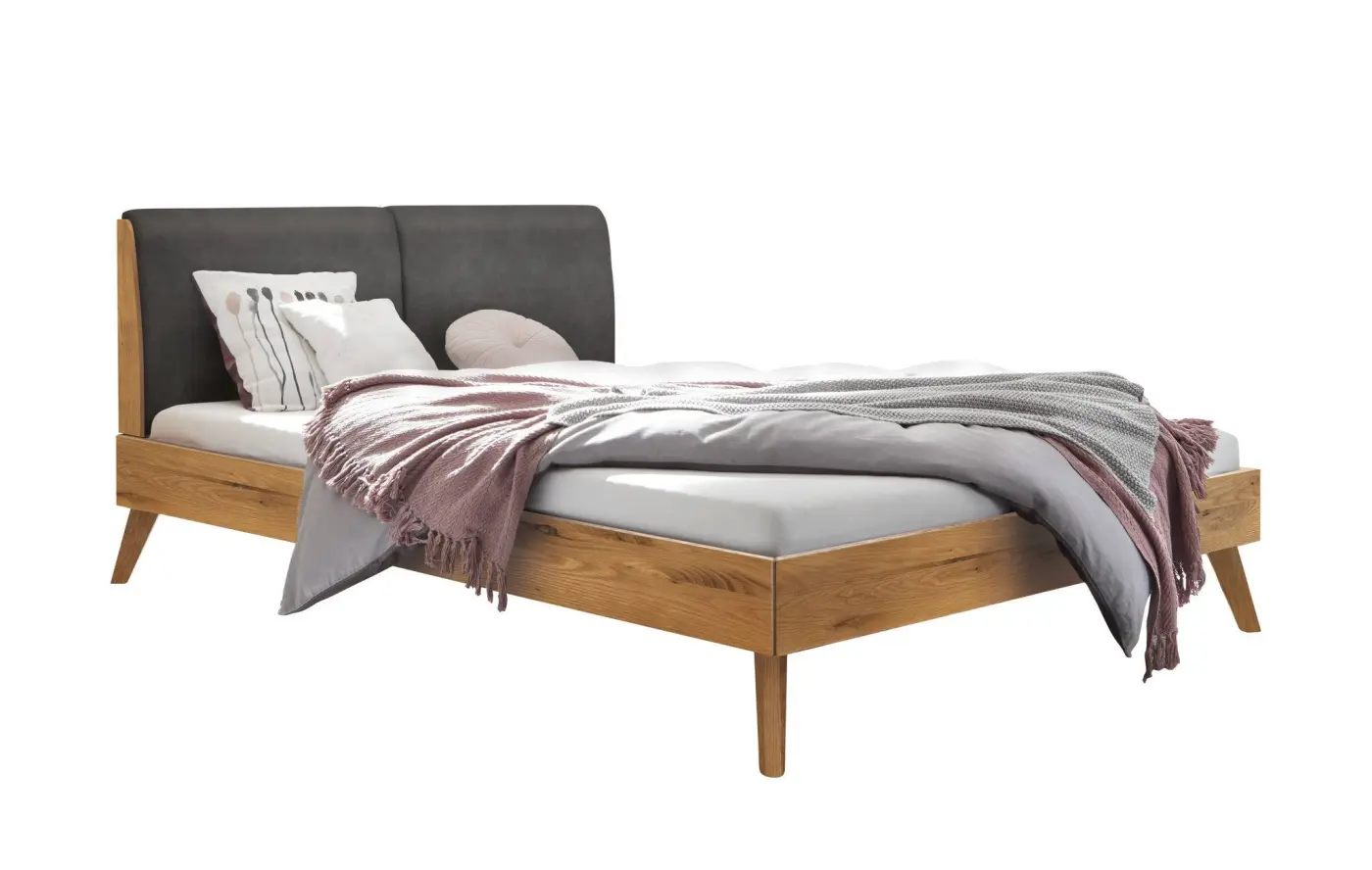 Hasena Massivholzbett SIMONE - 140x200 cm Fuss: 25 - Wildeiche natur, geölt