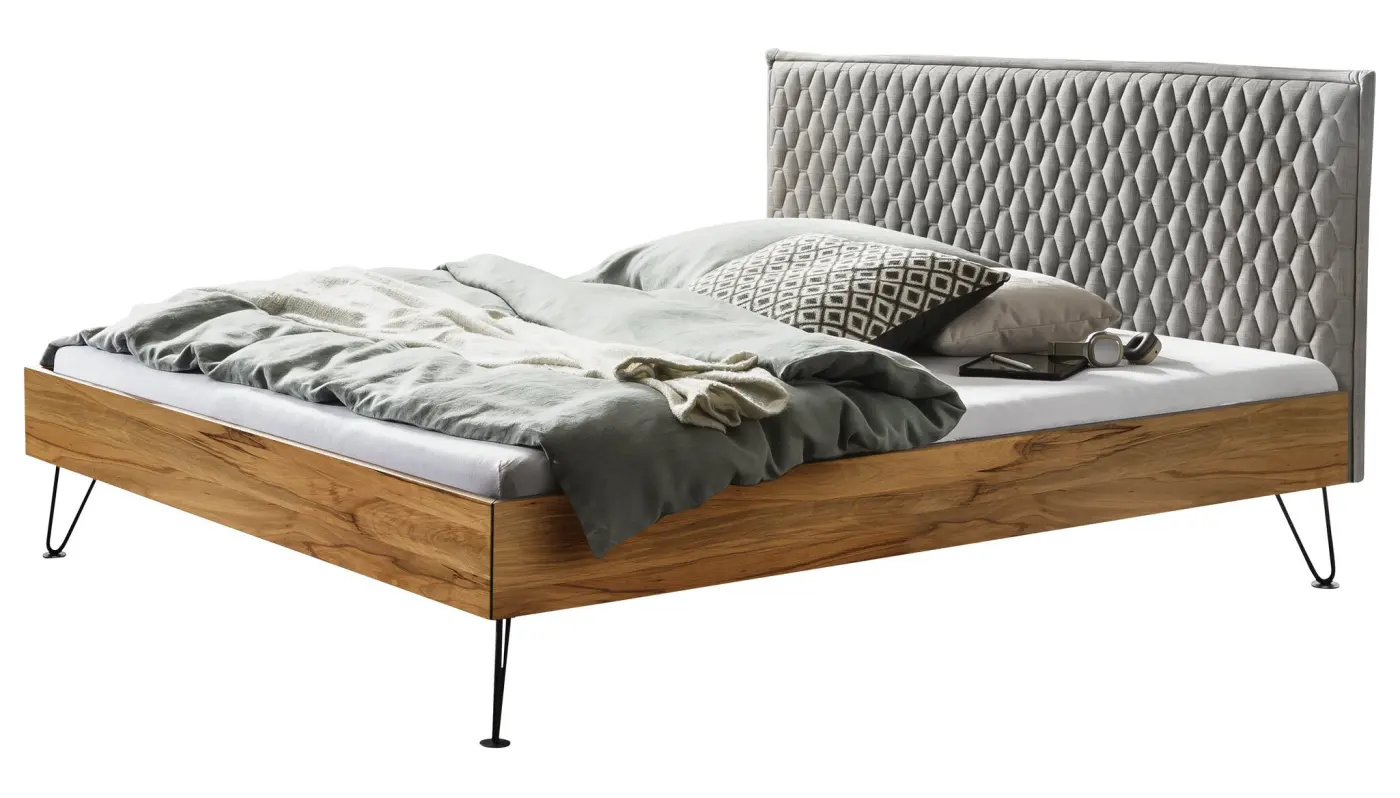 Hasena Massivholzbett SARA - 180x200 cm Fuss: 20 - Wildbuche natur, geölt