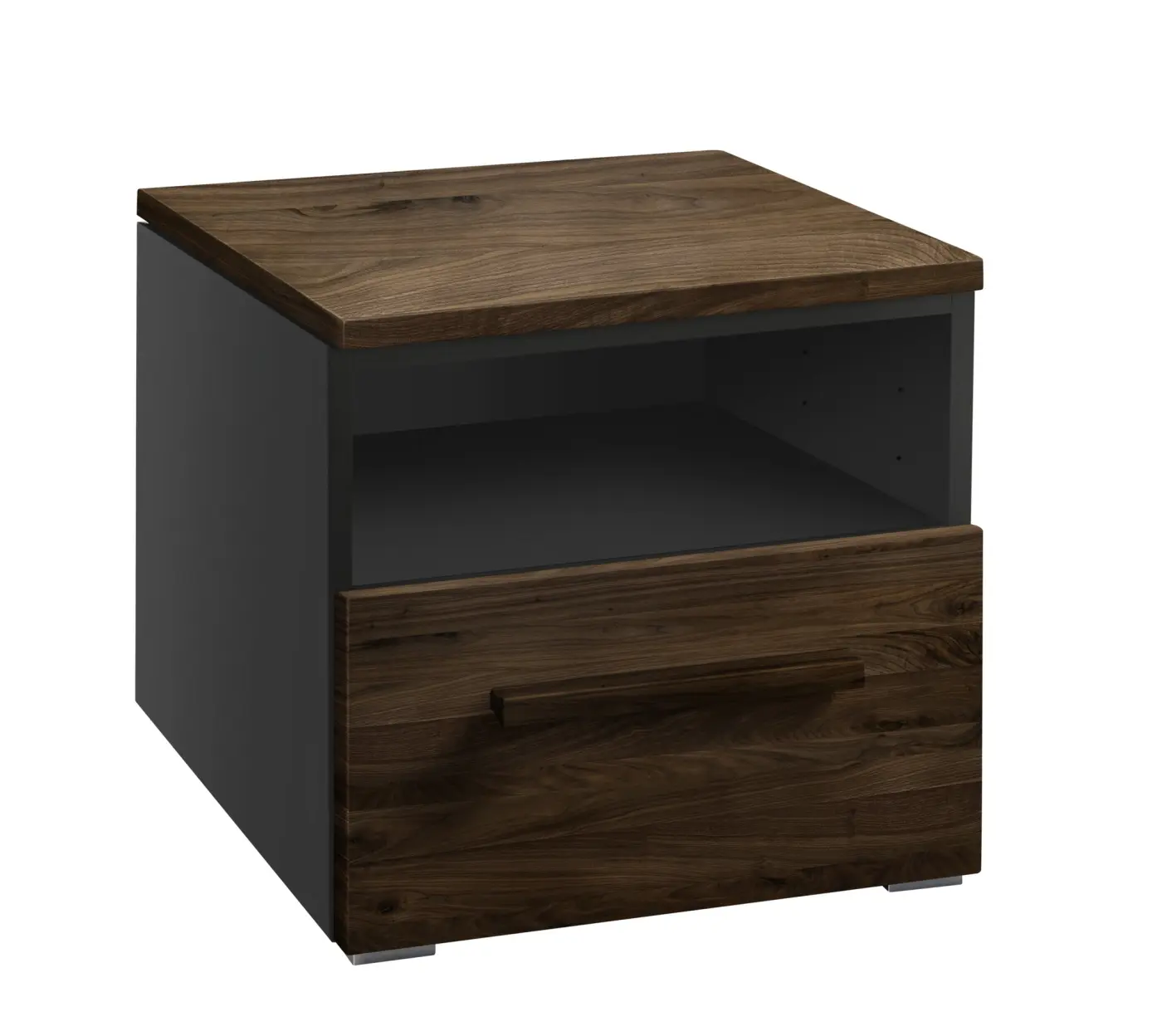 Hasena Nachttisch ONIA - 45 cm -  Anthracit / Nussbaum, geölt