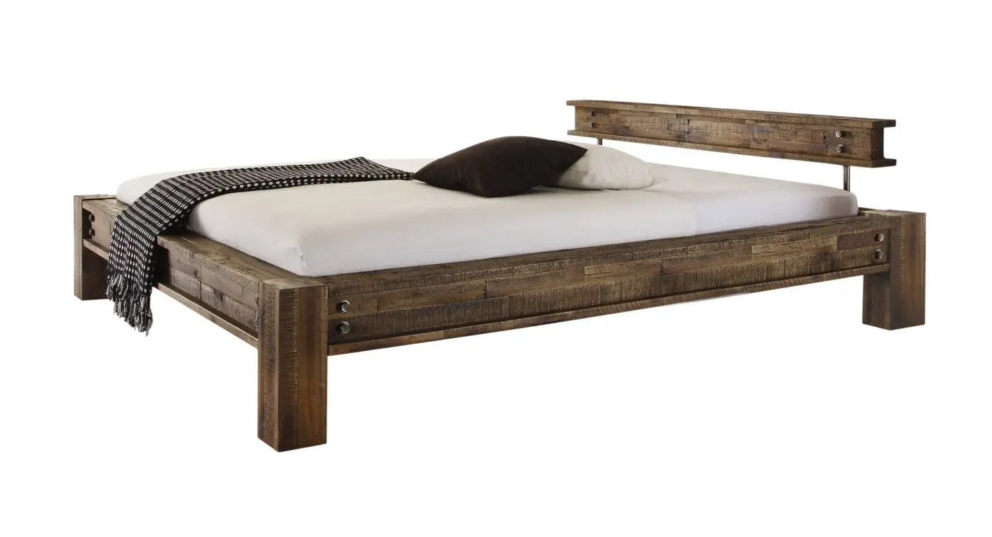 Hasena Massivholzbett SAN LUCA - 180x200 cm Fuss: 20 - Akazie Vintage brown, lackiert