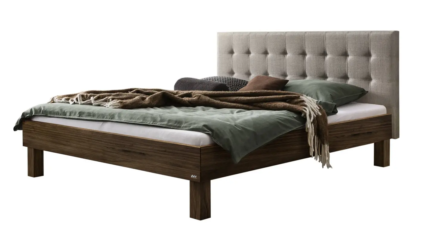 Hasena Massivholzbett RICARDO - 180x200 cm Fuss: 25 - Nussbaum, geölt