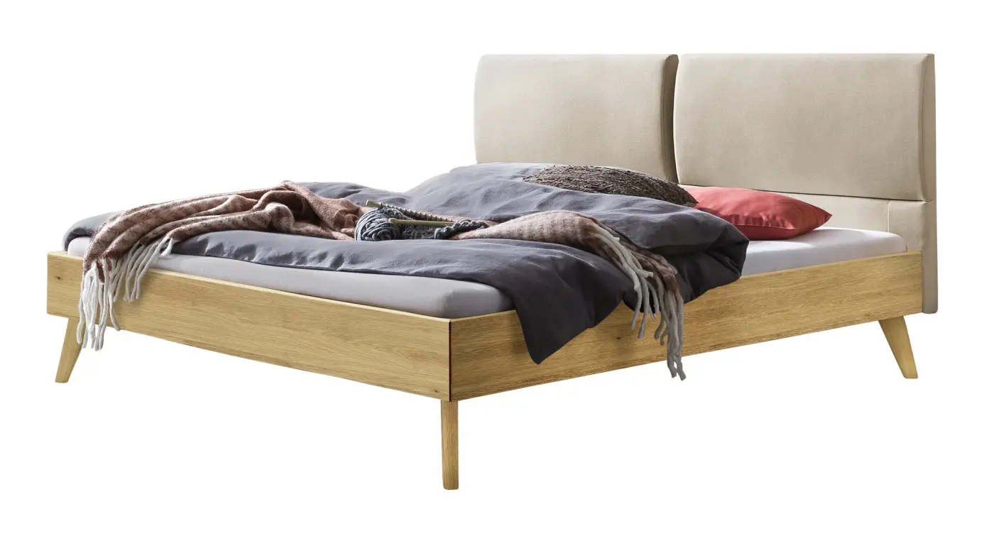Hasena Massivholzbett MATTEO - 140x200 cm Fuss: 25 - Eiche bright, geölt