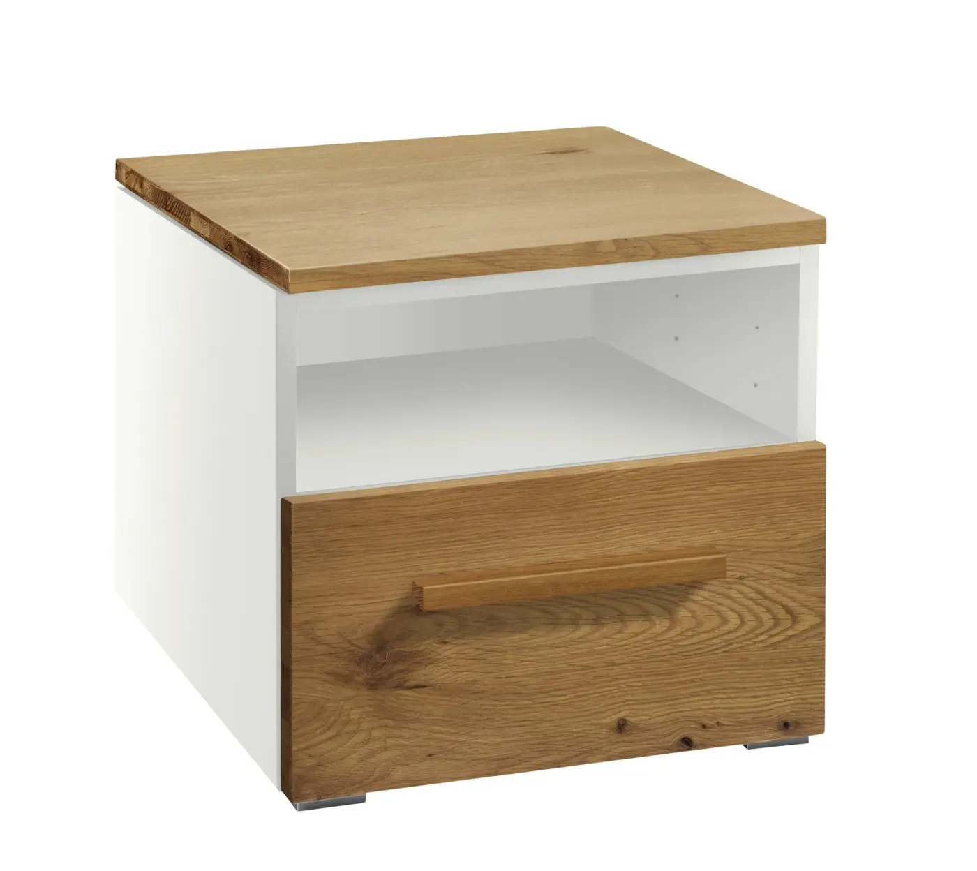 Hasena Nachttisch ONIA - 45 cm -  Weiss / Wildeiche natur, geölt