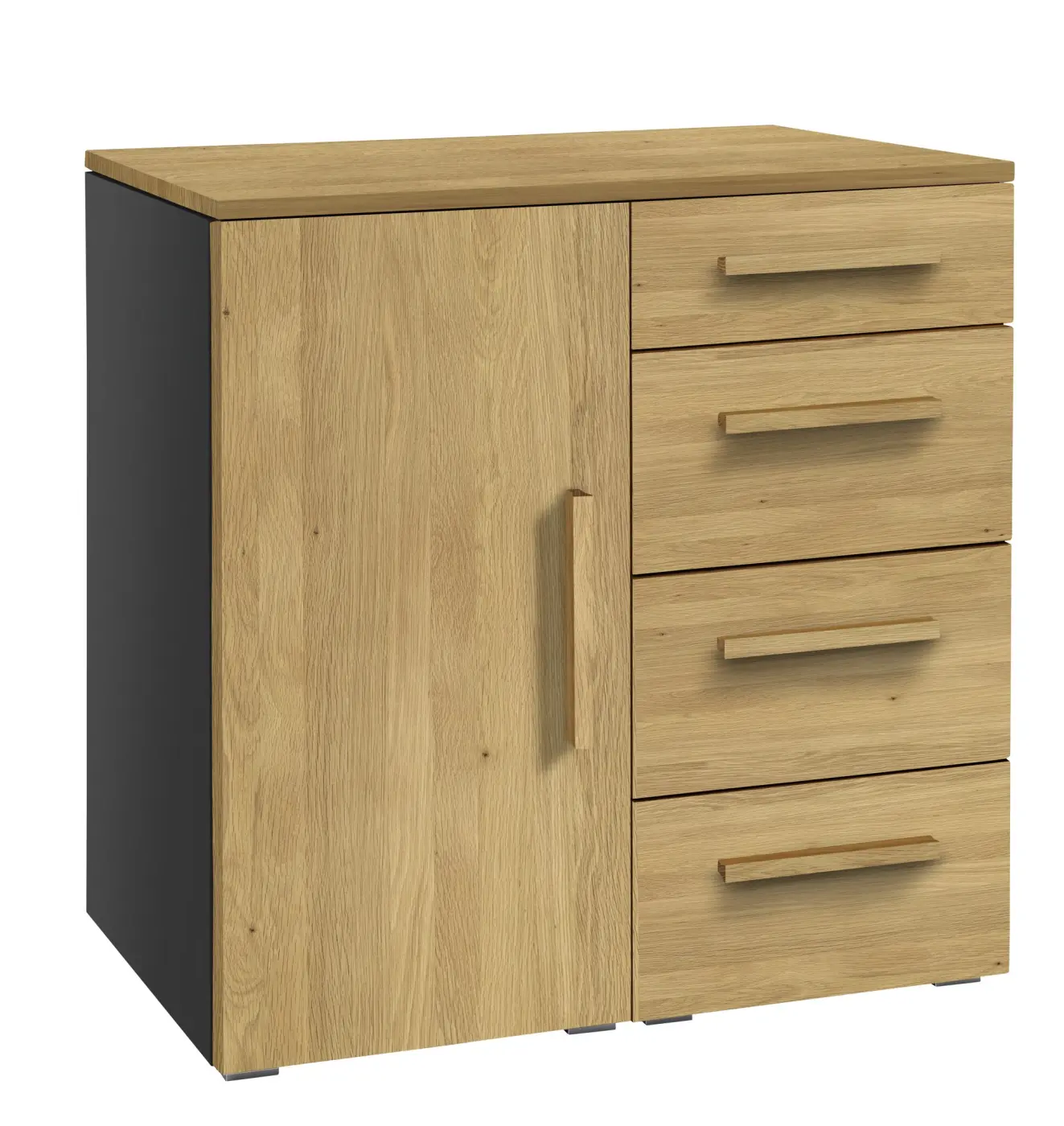 Hasena Kommode QUNITO - 90 cm -  Anthracit / Eiche bright, geölt