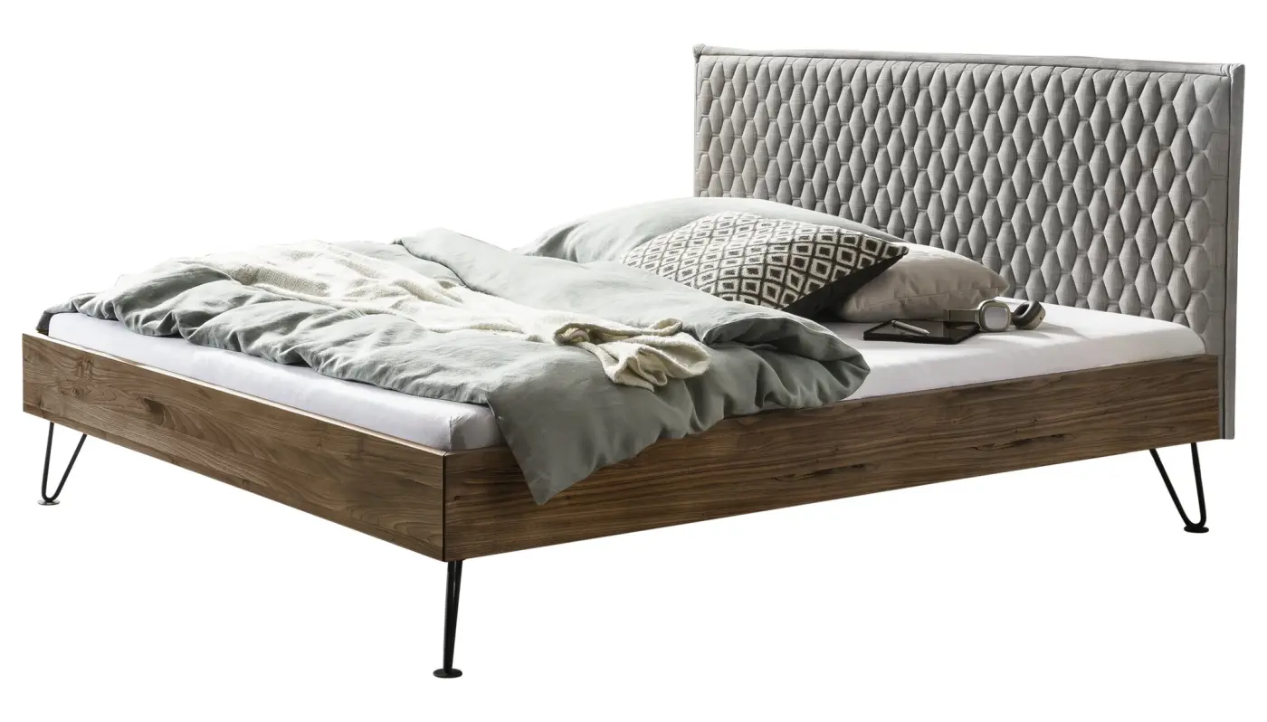 Hasena Massivholzbett SARA - 160x200 cm Fuss: 20 - Nussbaum, geölt