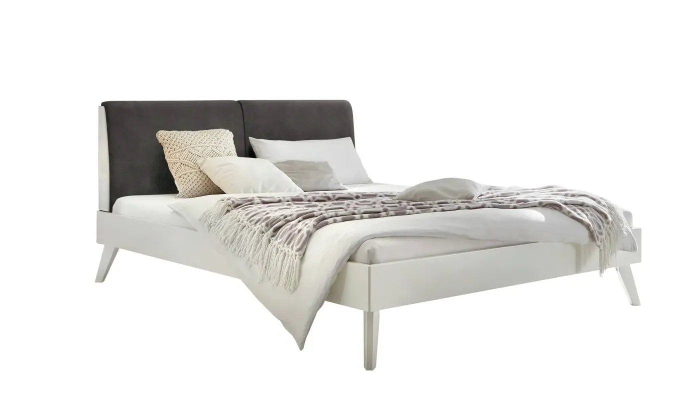Hasena Massivholzbett SIMONE - 180x200 cm Fuss: 25 - Buche weiss deckend, lackiert