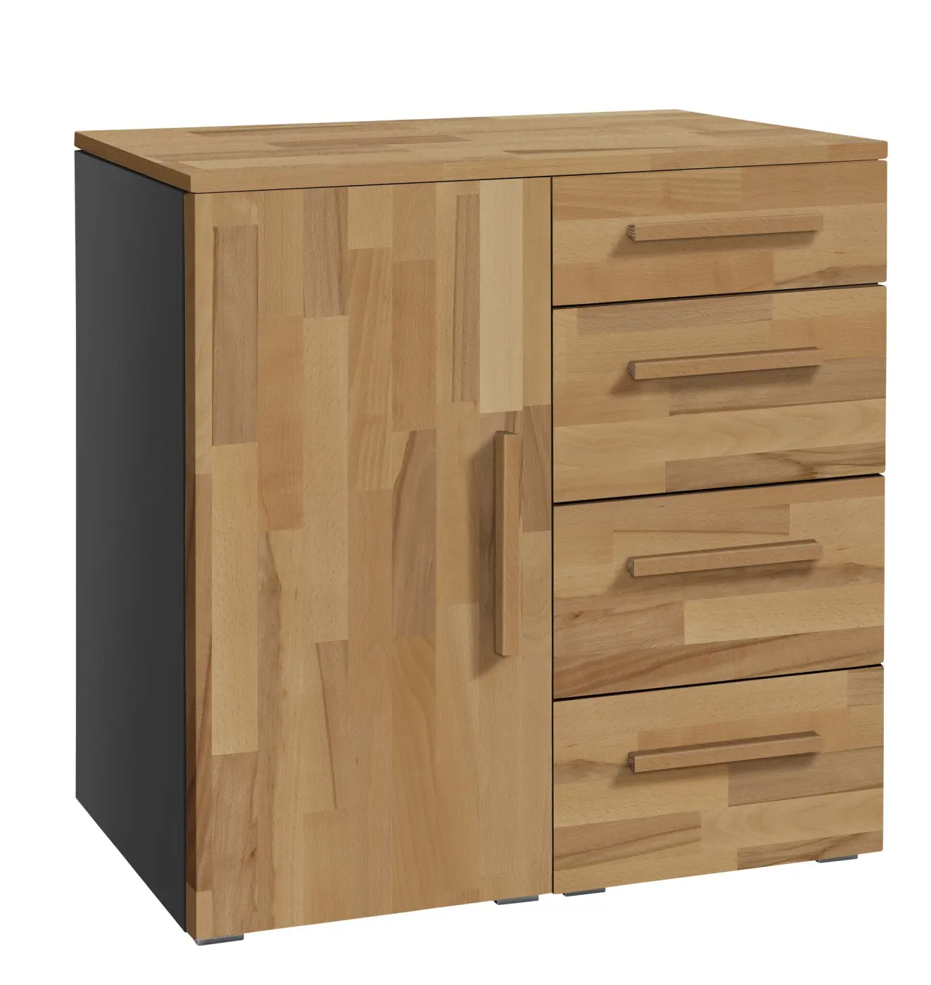 Hasena Kommode QUNITO - 90 cm -  Anthracit / Kernbuche natur, geölt