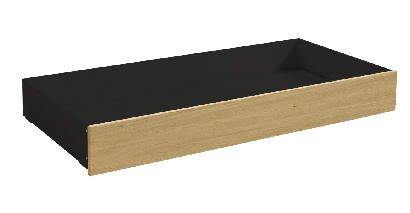 Hasena Bettschublade/Bettkasten rollbar ROLL-BOX - 137 cm Fuss: 20 - Schublade: Anthracit / Front: Eiche bright, geölt