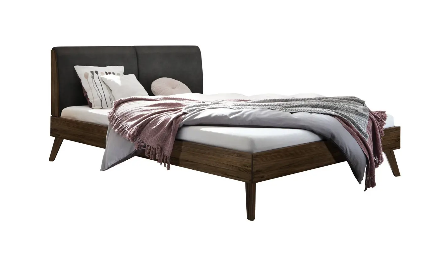 Hasena Massivholzbett SIMONE - 180x200 cm Fuss: 25 - Nussbaum, geölt